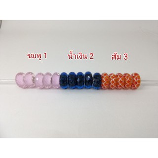 ลดราคาMurano Glass Beads ลูกปัดแก้วมูลาโน่เงินแท้มี 3 สี ชมพู facets, นำ้เงิน midnight facets, ส้มลาย พร้อมส่ง