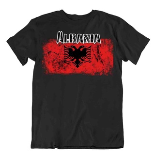 เสื้อยืด พิมพ์ลายธงชาติภูเขา Albania เหมาะกับการเดินทาง สําหรับผู้ชาย