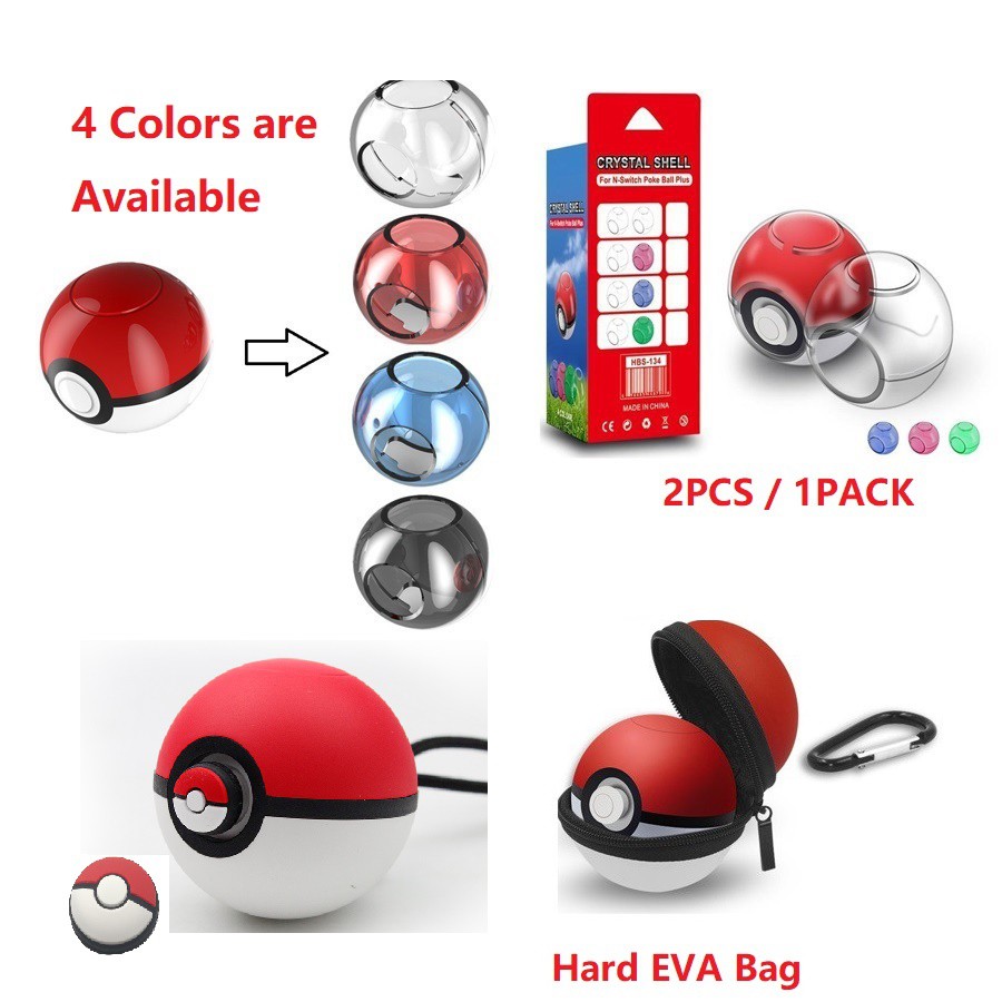 Nintendo Switch NS Pokeball Go Plus Crystal Hard Case Cover นิ้วหัวแม่มือ girps carrybag