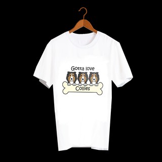 เสื้อยืดลายสุนัข เสื้อลายหมา คอลลี่  GOTTA LOVE COLLIES - DNM8