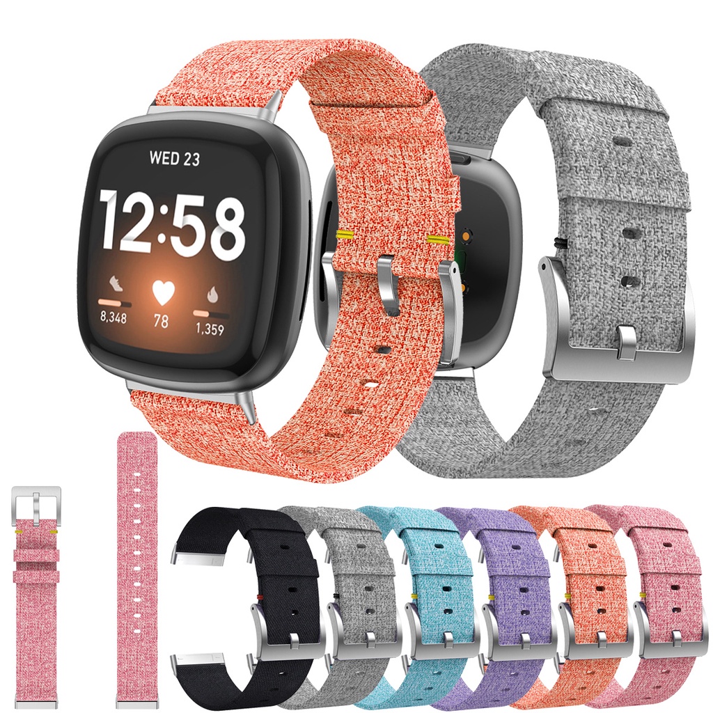 สายรัดผ้าใบสําหรับ Fitbit Versa 3 /Fitbit Sense Watch Band Soft Denim สายรัดข้อมือเปลี่ยนสายนาฬิกาสร้อยข้อมือ