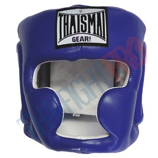 THAISMAI Blue Leather Pro Sparring Boxing Training Head Guard HG-151 - เฮดการ์ดสากลปิดแก้มสีน้ำเงิน หนังแท้ HG-151