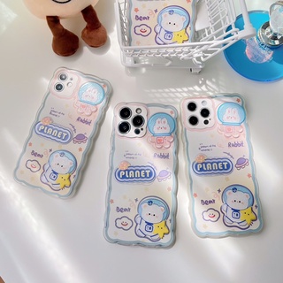 พร้อมส่ง🧸🪐เคสสำหรับ iPhone case เคสไอโฟน เคสใส ตัวการ์ตูนนูนหมีกระต่าย PLANET เคสคลุมกล้อง เคสหมี 11-13,13Pro,13promax