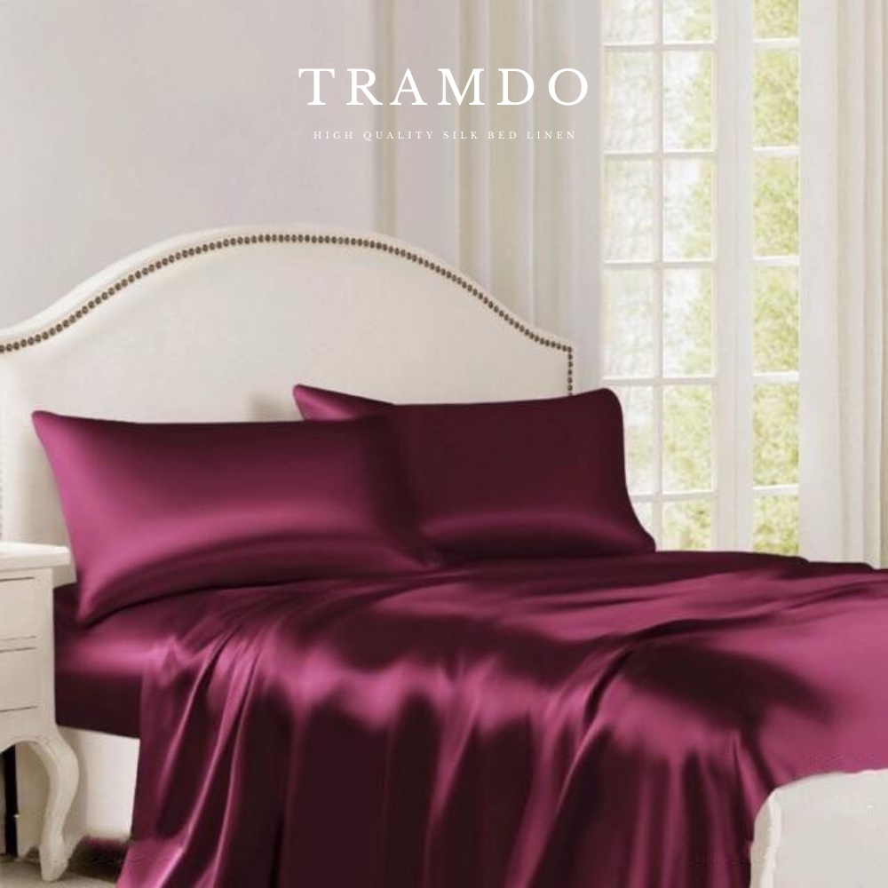 NITE9SILK TRADO BEDDING Premium Silk BEDDING Set พลัมแดง