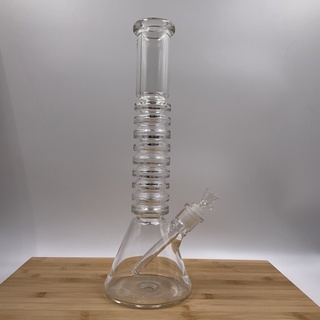 ส่งเร็ว water glass pipe beaker clear แจกัญแก้ววิทยาศาสตร์ ขวดน้ำแก้วสายเขียว ทรงบีคเกอร์ สูง 40 ซม. ดีไซน์เท่