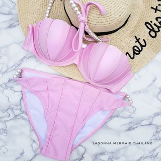 พร้อมส่งในไทย งานสั่งตัดของร้านค่ะ! ชุดบิกินี่เปลือกหอย รุ่น Baby pink shell BIKINI SET