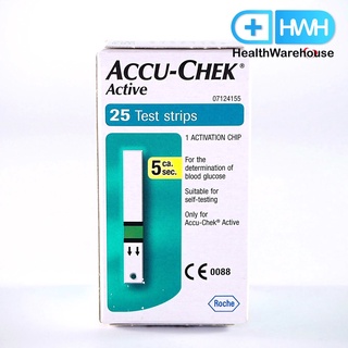 Accu-chek Active Test Strips 25 pieces/box ( รุ่นใหม่ ไม่มีโค้ด no code ) แผ่นวัดระดับน้ำตาลในเลือด