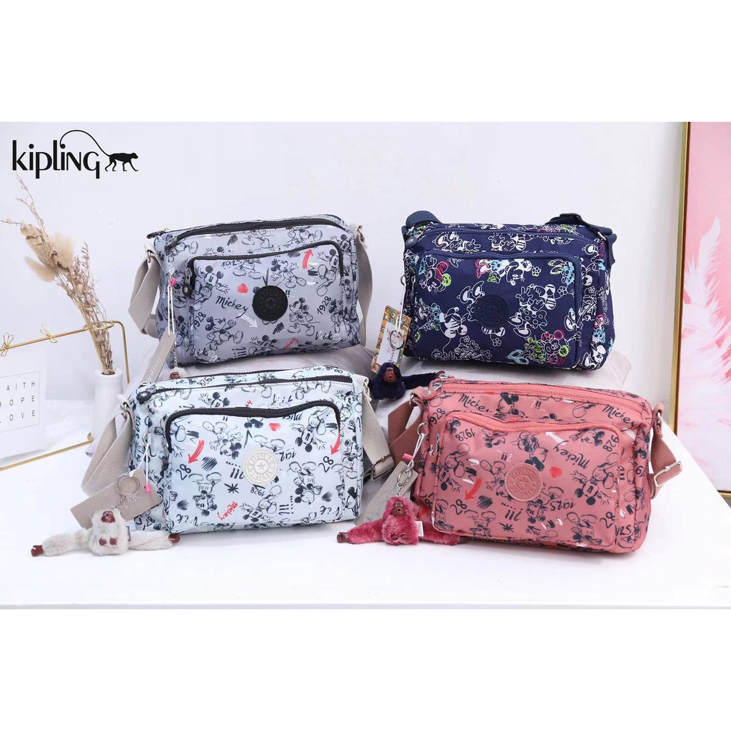 Kipling กระเป๋ามิกกี้เม้าส์สะพายข้าง มี2แบบ ลายมิกกี้เมาส์กับแบบเรียบไม่มีลาย Mickey ช่องเยอะใส่ของไ