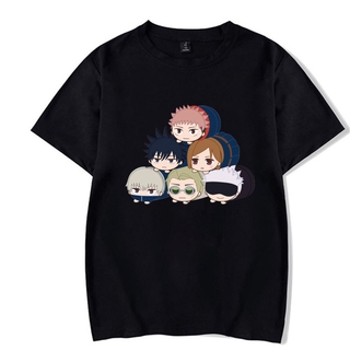 เสื้อยืดผ้าฝ้าย Jujutsu Kaisen Anime เสื้อยืดลําลองแฟชั่นสําหรับ Unisex แขนสั้นคอกลมพิมพ์ลาย