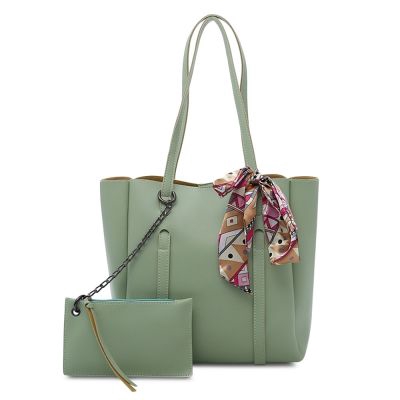 2 ชิ้น Casual Women Shoulder Tote หนัง PU Composite Bag (DOLLAR BILL GREEN)