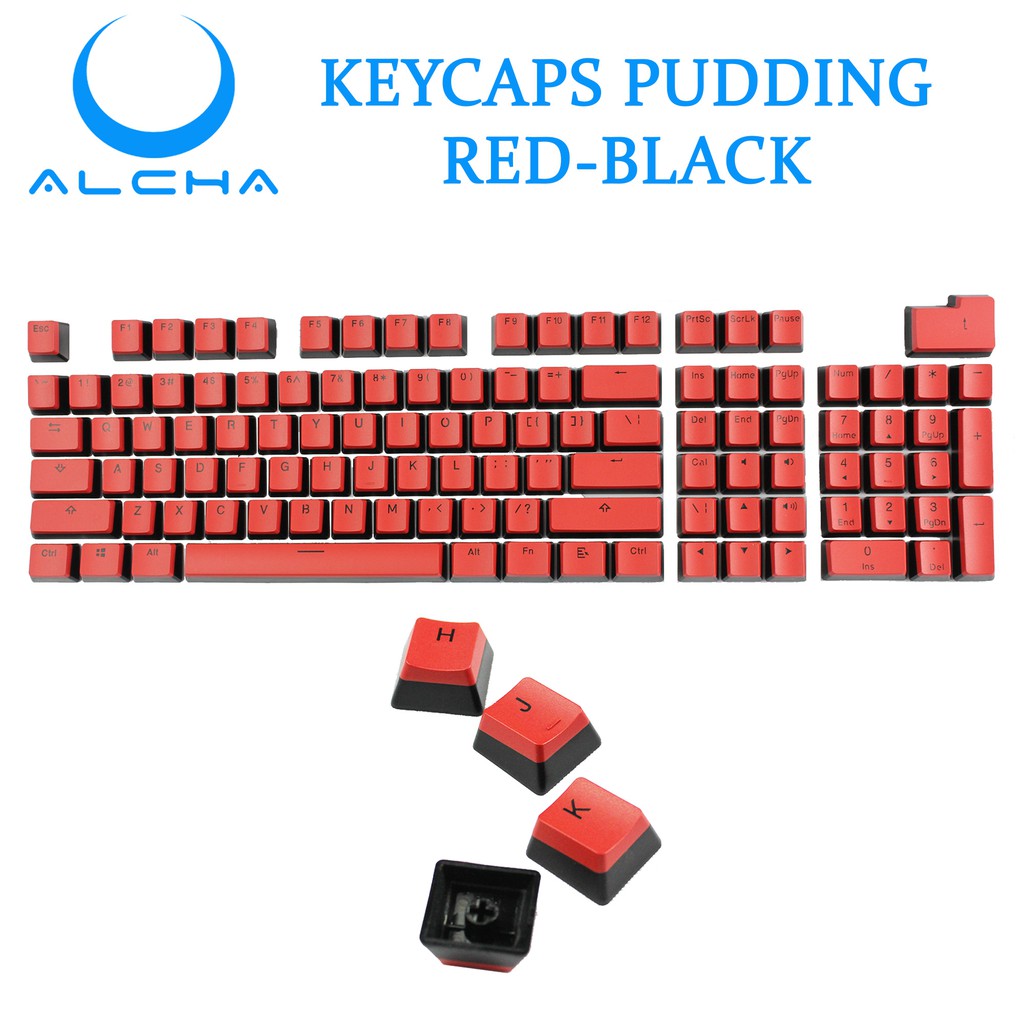 ALCHA KEYCAPS PUDDING / PUDDING RED - คีย์บอร์ดเครื่องกลสีดํา BACKLIT