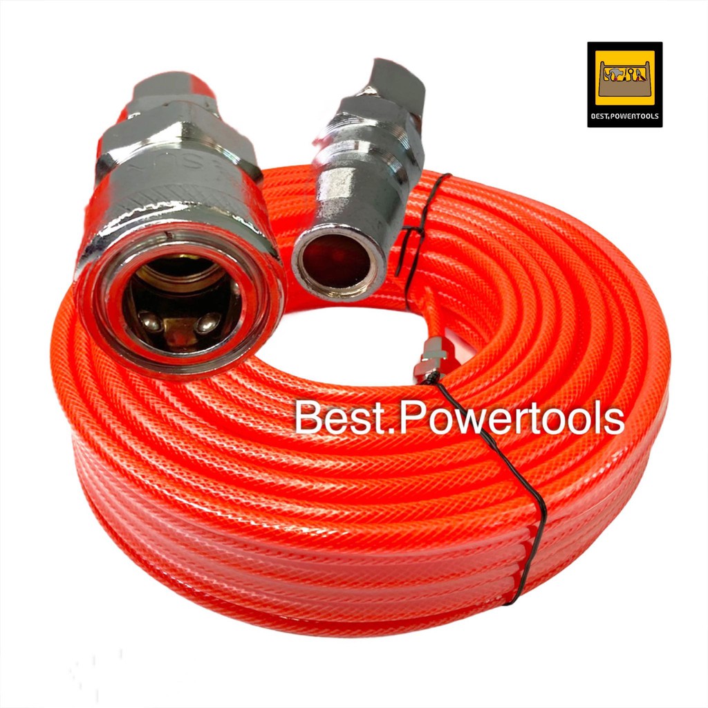 BONCHI สายลมพร้อมใช้ ขนาด 5X8 ยาว 25 เมตร (สีส้ม) มาพร้อมกับหัวต่อคอปเปอร์ 2 ด้าน พร้อมใช้งาน