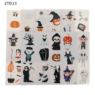 Ztd13 สติกเกอร์รอยสักเรืองแสง ลายแม่มด ฮาโลวีน 10 แผ่น ZT