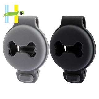 2Pcs Pet Silicone Protective Case for Airtag Anti-Scratch -Black+Grey