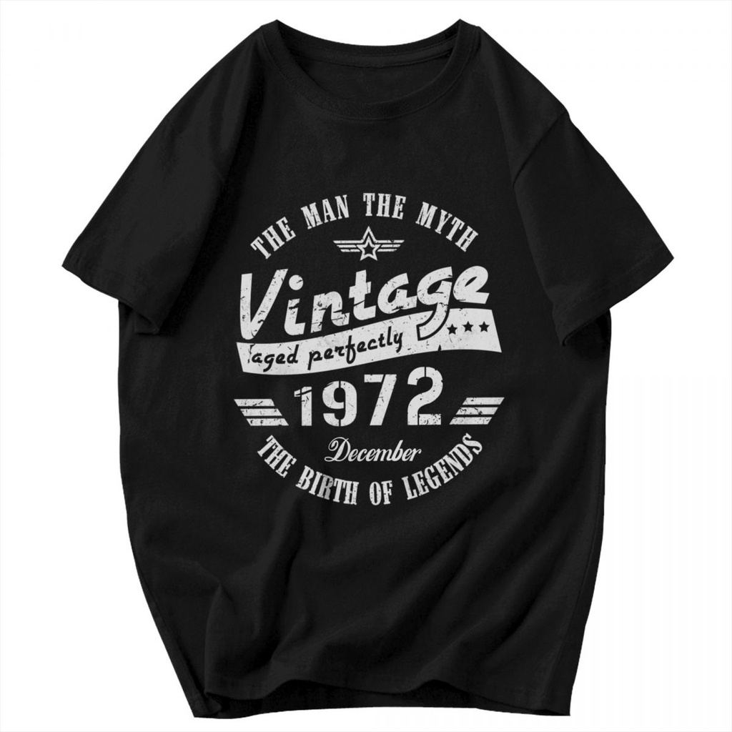 เสื้อยืดคอกลม แขนสั้น ผ้าฝ้าย ขนาดใหญ่ ลาย December 1972 สไตล์วินเทจ ของขวัญวันเกิด สําหรับผู้ชาย