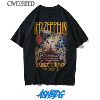 เสื้อยืดคอกลมcrew neckเสื้อยืด มีไฟ Led ลาย Zeppelin Stairway to Heaven สไตล์วินเทจ ขนาดใหญ่S-4XL