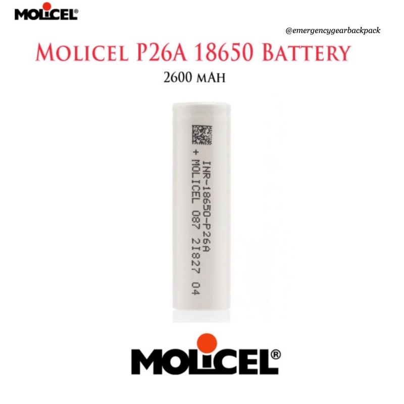 Molicel P26A INR18650 2600mAh 3.6V 35A High-drain-Li-ion battery