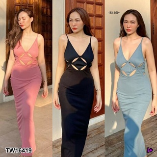 เดรสยาว ยืดตามสัดส่วน ทรง4เหลี่ยม TT16419 Long, stretchy, square-shaped dress.