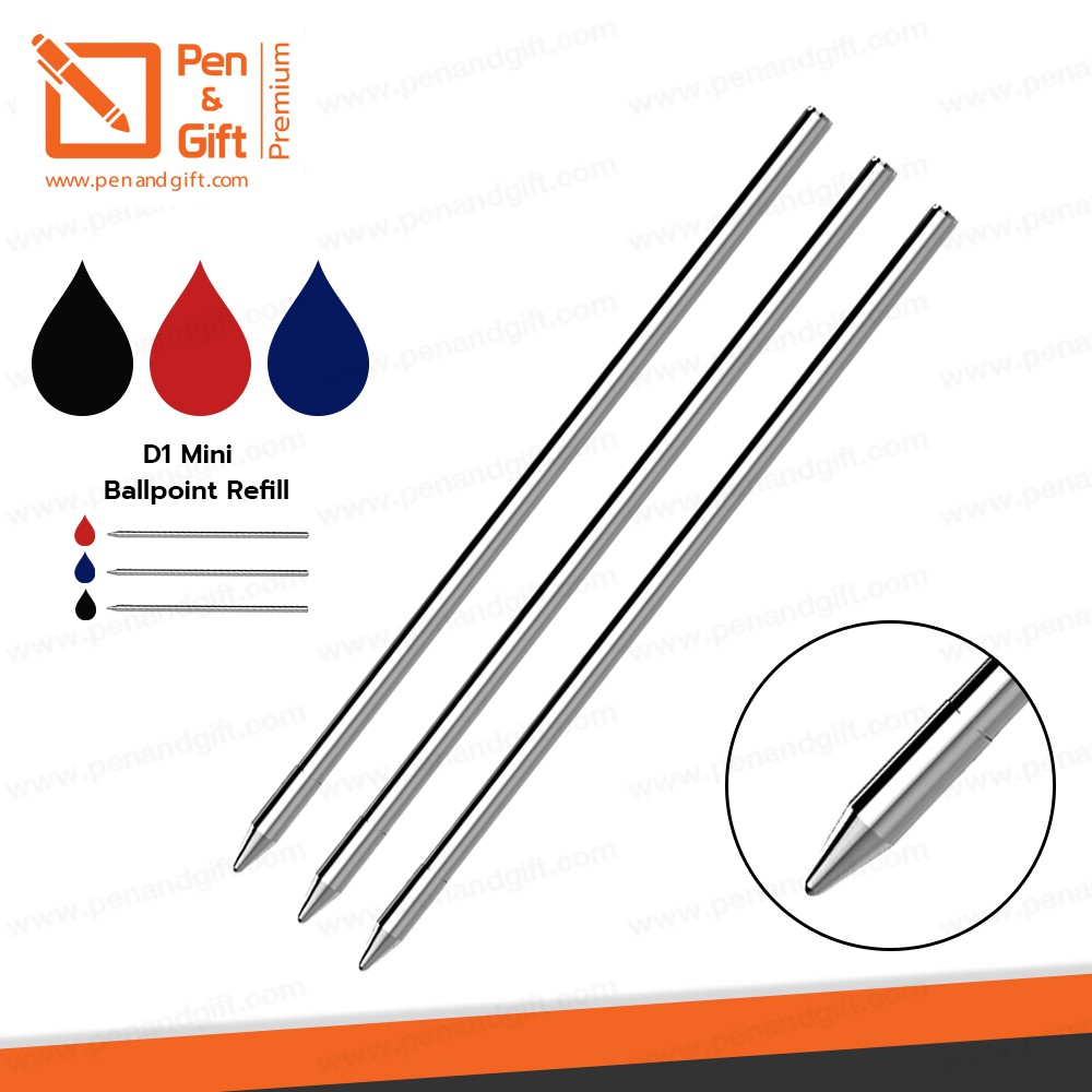 3ชิ้น ไส้ปากกาลูกลื่นแบบสั้น D1 สำหรับปากกาลูกลื่นมัลติเพ็น,ปากกา4 in 1 หมึกดำ น้ำเงิน แดง