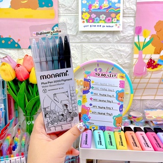 ปากกาMonami plus pen3000 เซ็ทโทนสีเทาดำ