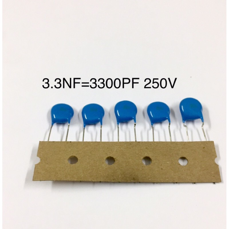 10ชิ้น 332M (0.0033UF) 250V 3.3NF=3300PF (M=+-5%) ขาห่าง8mm. Capacitor Ceramic คาปาซิเตอร์ เซรามิก ต