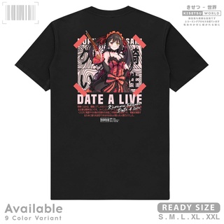 เสื้อยืดผ้าฝ้ายพรีเมี่ยม เสื้อยืดผ้าฝ้ายเสื้อยืด ลายการ์ตูนอนิเมะ KURUMI TOKISAKI DATE A LIVE - Waifu สไตล์ญี่ปุ่น x A13