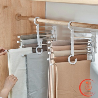 ที่เก็บของในตู้เสื้อผ้า  สแตนเลส ที่แขวนกางเกง  Foldable stretch pants rack