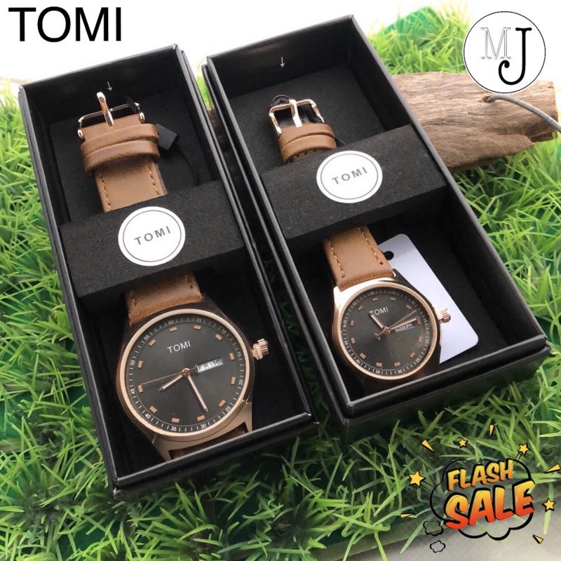 นาฬิกาคู่ ชาย-หญิง นาฬิกา casio ผู้ชาย ( ได้2 เรือน ตามรูป ) TOMI Watch ของแท้ 100% นาฬิกาคู่สายหนัง ราคา Sale !!! (Brow