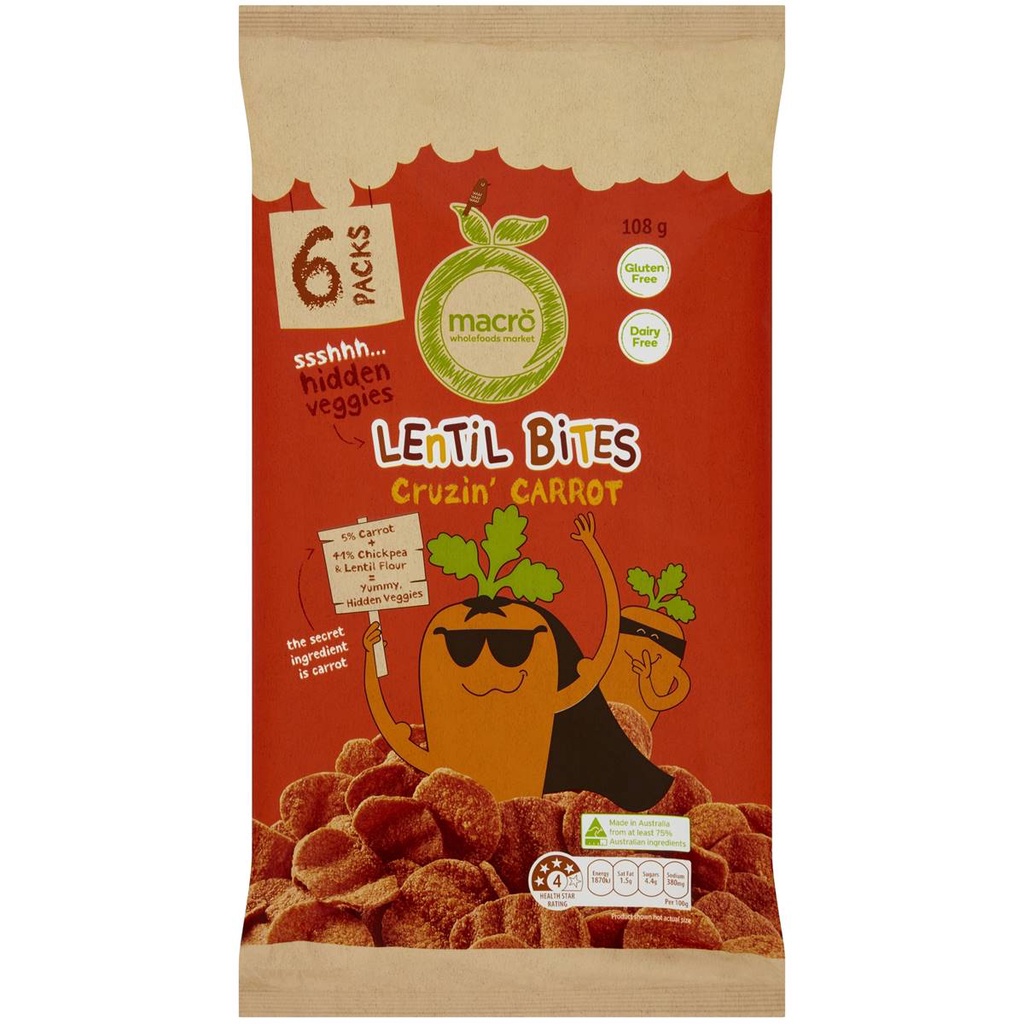 MACRO LENTIL BITES CRUZIN CARROT Macro 108 g