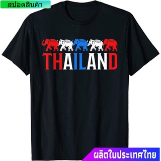 ช้างไทย มีคุณธรรมสูง เป็นมงคล ให้เกียรติ ศักดิ์สิทธิ์  Thai Flag Thailand Elephant T-Shirt คอกลม แฟชั่น  ผ้าฝ้ายแท้ เสื้