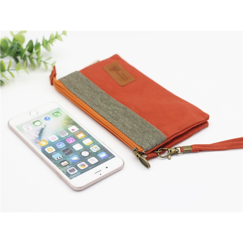 2025 สินค้าใหม่สีทึบโมโนโครมสไตล์ที่เรียบง่ายผ้าใบกระเป๋าโทรศัพท์มือถือผ้าคลัช ยู นิสซ์ กระเป๋าโทรศัพท์มือถือเหรียญกระเป๋าเล็กผ้