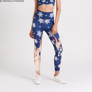 Winyasa Winter Collection : Navy Reindeer Leggings กางเกงโยคะ