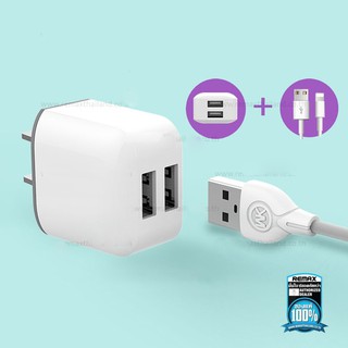 ที่ชาร์จ หัวชาร์จ WK USB 2 Port แถมฟรีสายชาร์จ รองงรับชาร์จไว ชาร์จพร้อมกันได้ 2 ช่อง ประกันศูนย์ 1 ปี