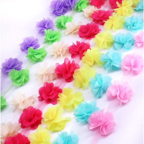 ที่คาดผม ผ้าชีฟอง ลูกไม้ ดอกไม้ 1 หลา สําหรับเจ้าสาว งานแต่งงาน DIY