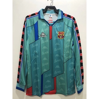 เสื้อกีฬาแขนยาว ลายทีมชาติฟุตบอล Barcelona AAA 96 97 ชุดเยือน คุณภาพสูง สไตล์เรโทร