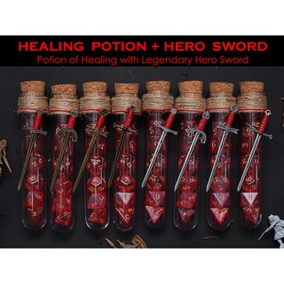 Potion of Healing &amp; Legendary Hero Sword Dice Set of 7 | ลูกเต๋า Dice DnD D&amp;D MTG RPG TRPG เกมกระดาน บอร์ดเกม Game Magic