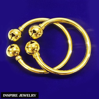 Inspire Jewelry (NN) ,กำไลข้อเท้าเด็ก กระพรวนคู่ ทองเหลืองอร่าม กลมเกลี้ยง ใช้งานดีและทนมาก