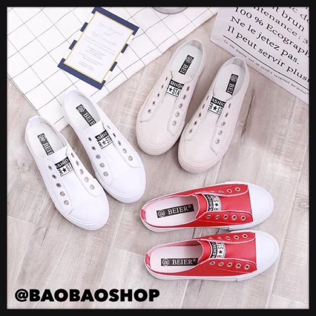 and Beige 9038 เปิดส้น รองเท้าผ้าใบแฟชั่น white