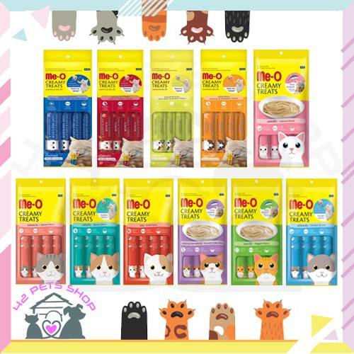 🐶🌸Pet4You🌸🐱Me-O มีโอ แมวเลีย 60กรัม(15กรัม*4ซองเล็ก)  อาหารเปียกแมว อาหารแมว ครบทุกรส ขนมโปรดแมว ขนม