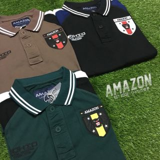 เสื้อโปโล  Amazon ไหล่สโลป คาดแถบขาวที่บ่า