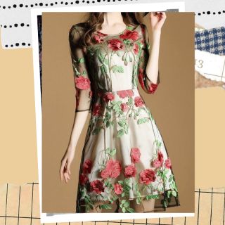 พร้อมส่ง ราตรีสั้น เดรสสั้นออกงาน ปักทั้งชุด