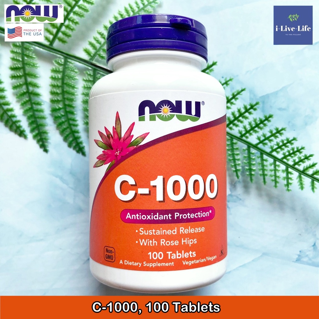 Vitamin C-1000 Sustained Release with Rose Hips 100 Tablets - Now Foods วิตามินซี ผสมสารสกัดผลกุหลาบป่า