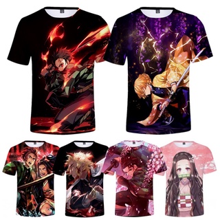 เสื้อยืด พิมพ์ลายอนิเมะ Demon Slayer Kimetsu no Yaiba Tanjirou Nezuko แฟชั่นสําหรับเด็กผู้ชาย และเด็กผู้หญิง