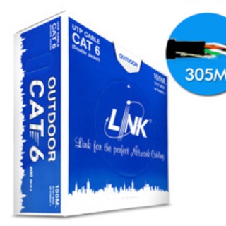 INTERLINK US-9106OUT-1 สาย LAN CAT6,สีดำ 100เมตร,ใช้เดินภายนอกอาคาร