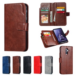 Case เคส Samsung Galaxy A7 A6 A8 Plus 2018 A3 A5 2016 2017 Flip Cover PU Leather Wallet With 9 Card Slots Stand เคสฝาพับ เคสโทรศัพท์หนังฝาพับพร้อมช่องใส่บัตรสําหรับ SamsungGalaxy A 7 A 6 A 8 Plus 2018 A 3 A 5 2016 2017เคสฝาพับ