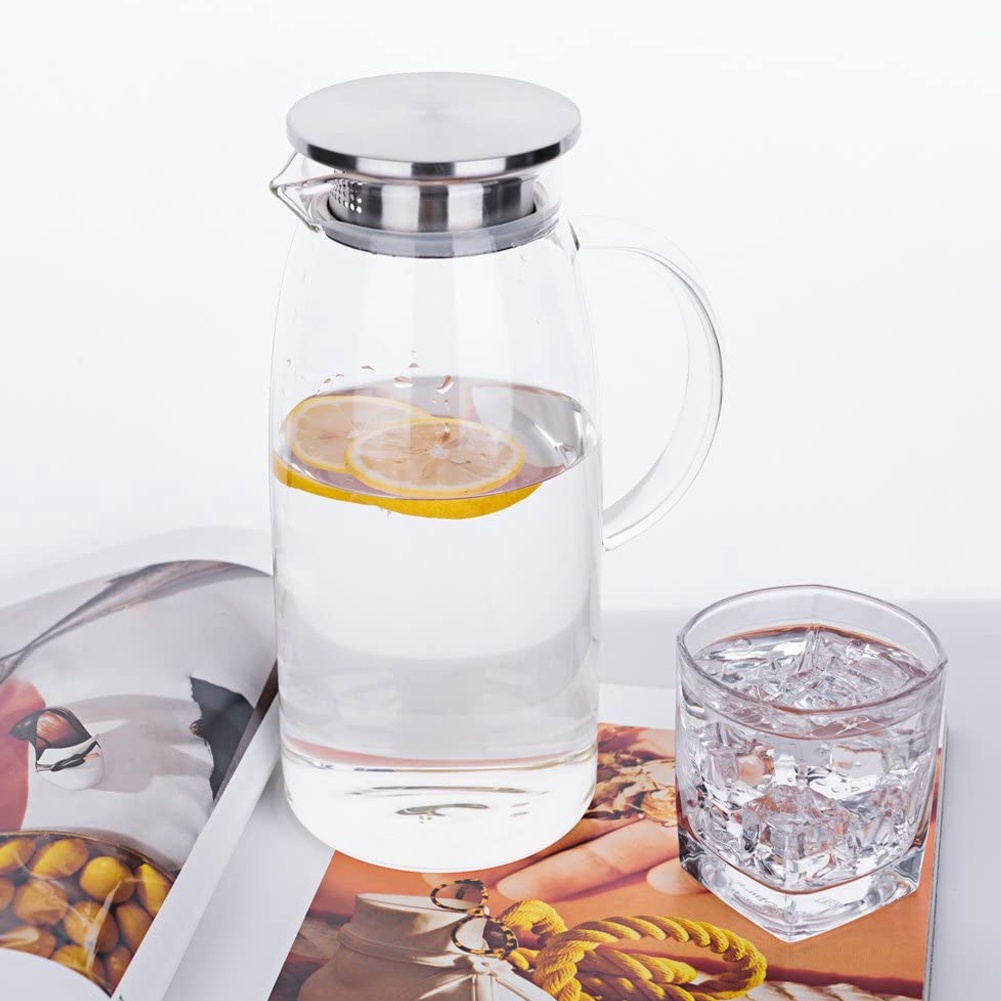 60 Ounces Glass Pitcher with Lid HotCold Juice and Iced Tea Kettle