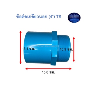 ข้อต่อเกลียวนอก ท่อน้ำไทย (4”) Thai Pipe TS Valve Socket ฟ้า 4