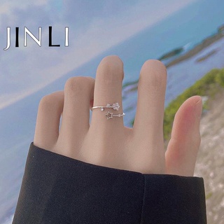 JINLI Fashion Women Jewelry Alloy Silver Rhinestone Hollow Star Finger Ring