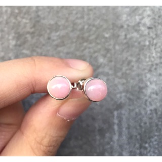 ต่างหูโอปอชมพู เงินแท้ Pink Opal Silver925 Earring