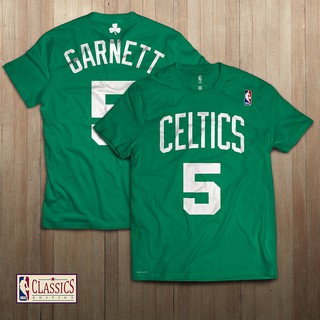 เสื้อยืดบาสเก็ตบอล ลาย BOSTON CELTICS No.5 Kevin Garnet NBA สไตล์คลาสสิก สําหรับผู้ชาย และผู้หญิง